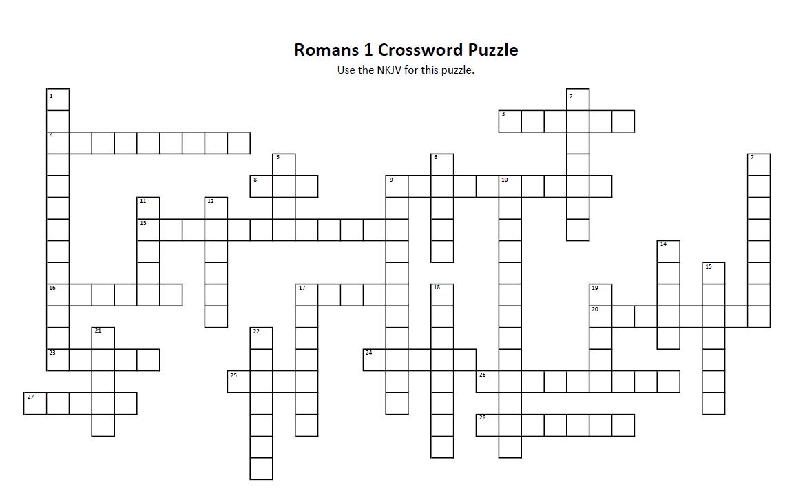 Romans 1 Crossword Puzzle Seeds to Strength Bible School